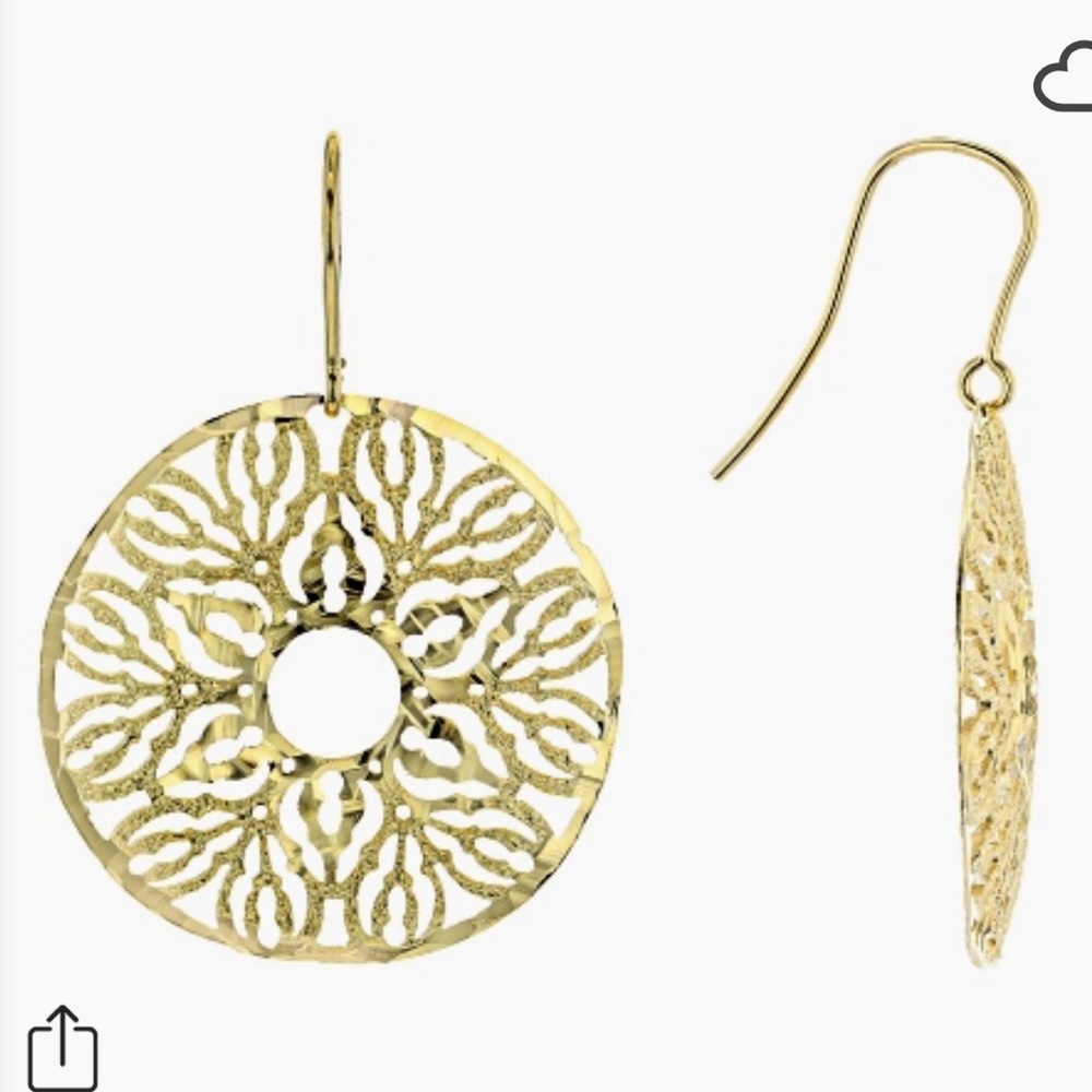 18K Yellow Gold Disc Dangle Earrings Made in Italy